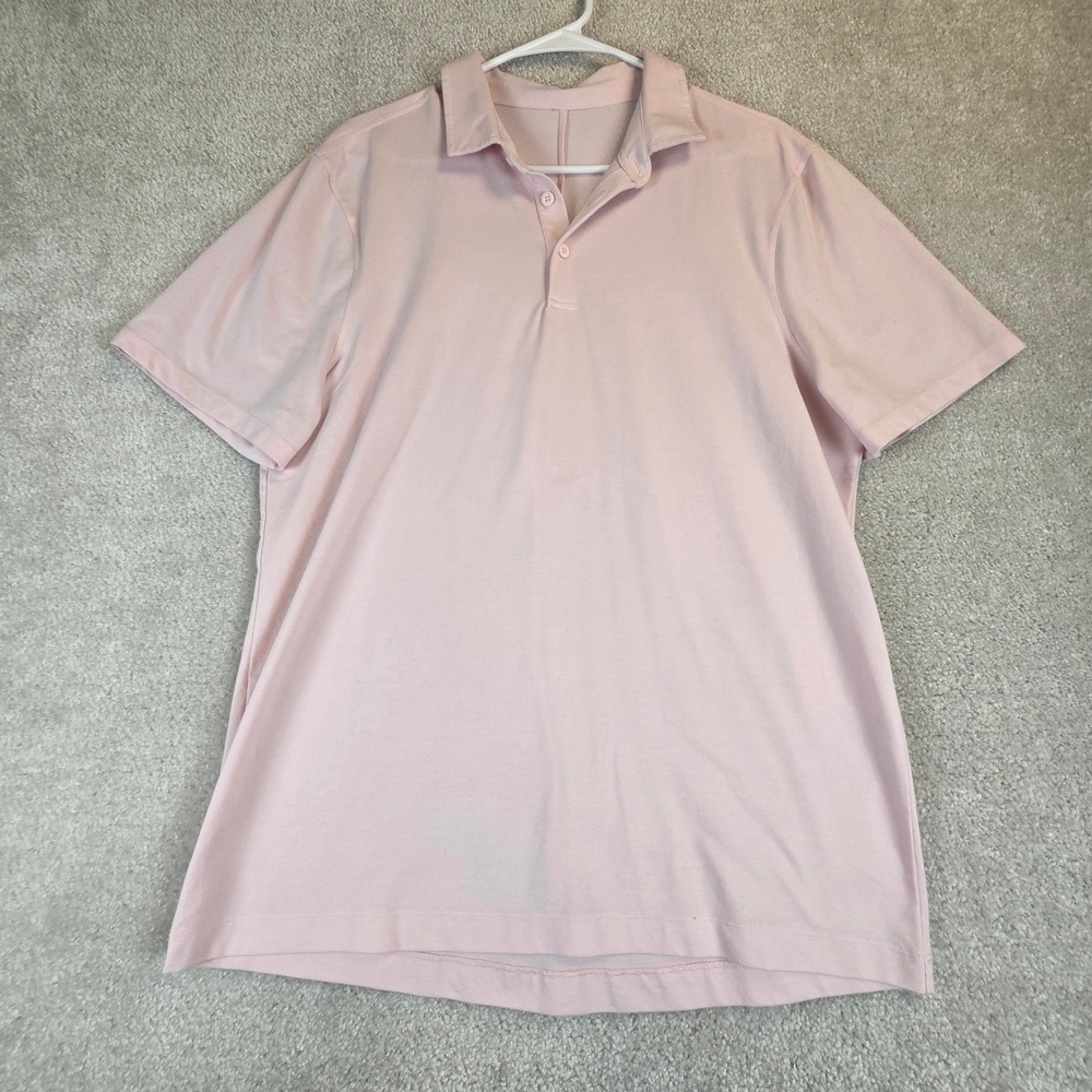 Lululemon Evolution Polo Shirt Mens XL Pink Short Sleeve Golf Athletic‎ Pique